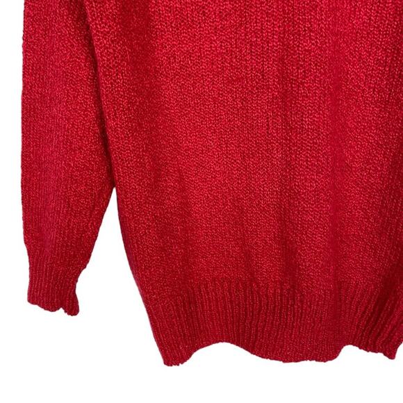 Vintage Oversized Cardigan Sweater Fringe Collar Red Western Women's Size Large - Picture 4 of 8